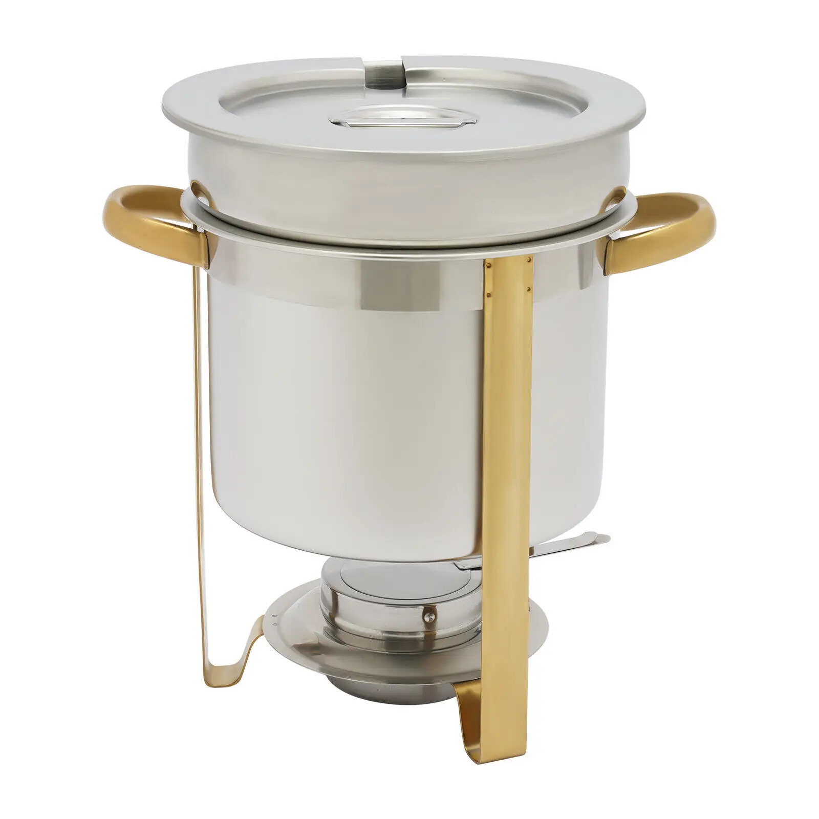 7L Gold ขนาดเต็มรอบซุป Chafer สแตนเลสบุฟเฟ่ต์เซิร์ฟเวอร์เครื่องอุ่นอาหาร