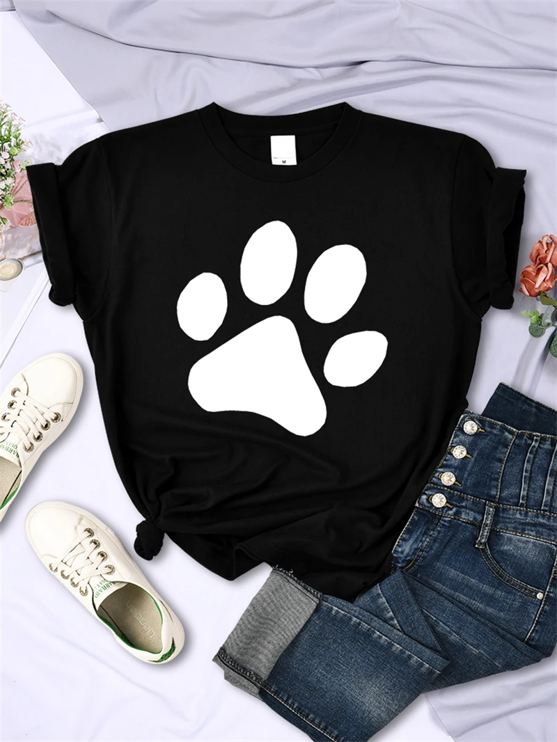 

Camiseta divertida de pata de cachorro para mujer, Tops de tendencia de personalidad de calle, camiseta Vintage informal, ropa t