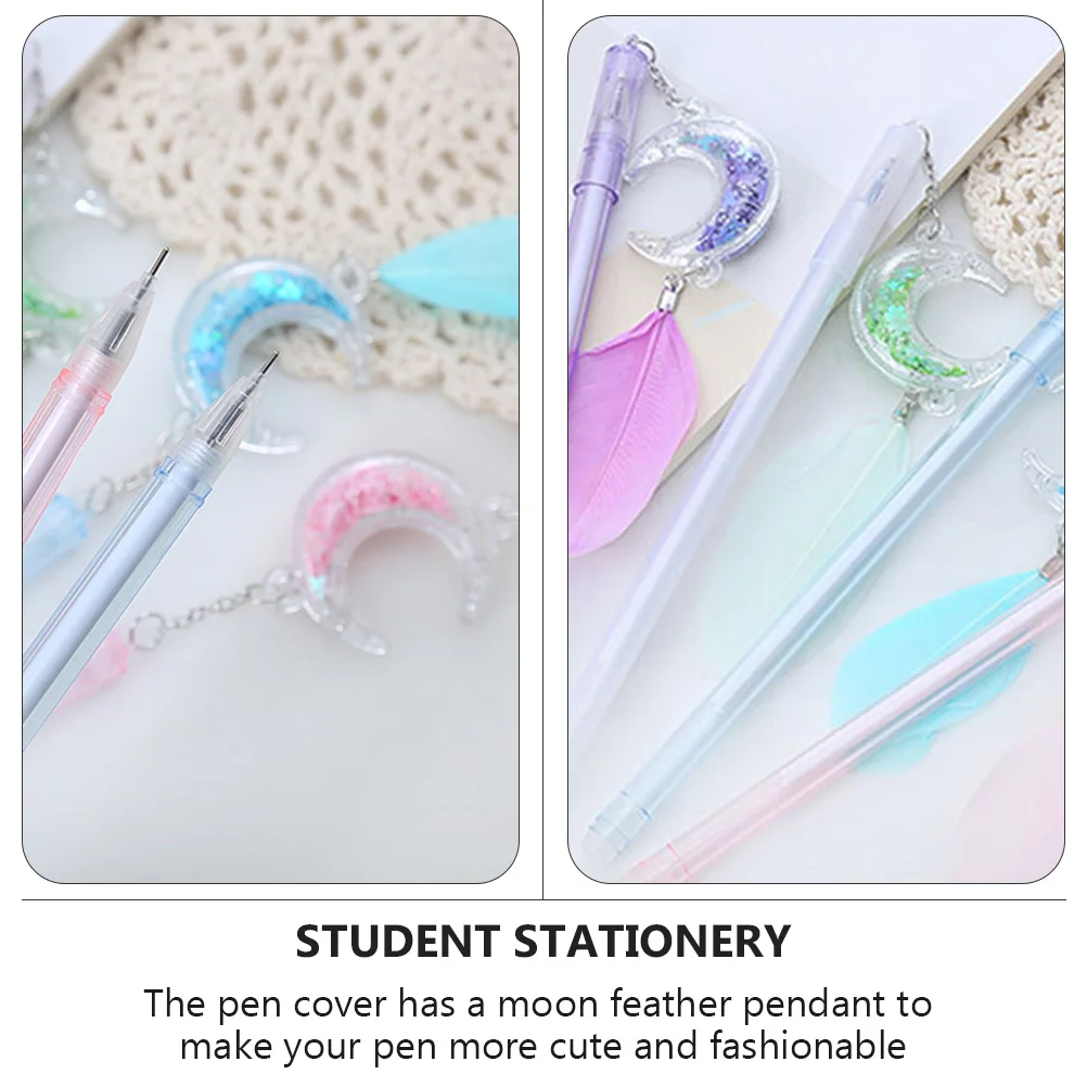 10 قطعة أقلام الأسطوانة القمر الأسود الملء الكتابة السلس لا تسرب البلاستيك للمدرسة مكتب امتحان القرطاسية حبر جل #1