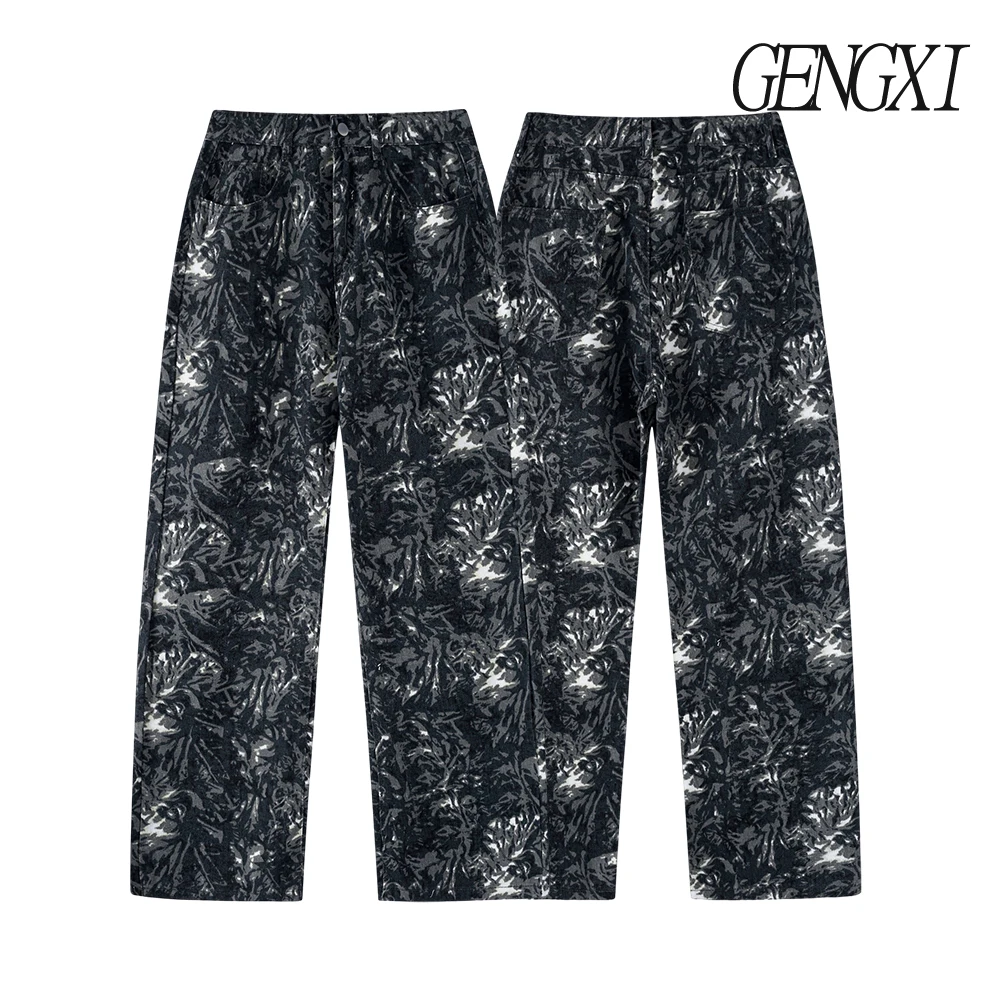 Jeans da uomo tie-dye in stile americano Autunno/inverno nuovi jeans a gamba dritta High Street Street Fashion Abbigliamento da lavoro Pantaloni casual