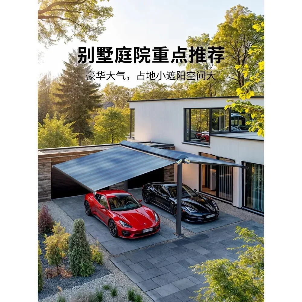 Double open awning Telescopic canopy Electric balcony Cafe Outdoor mobile unilateral column Parking shed