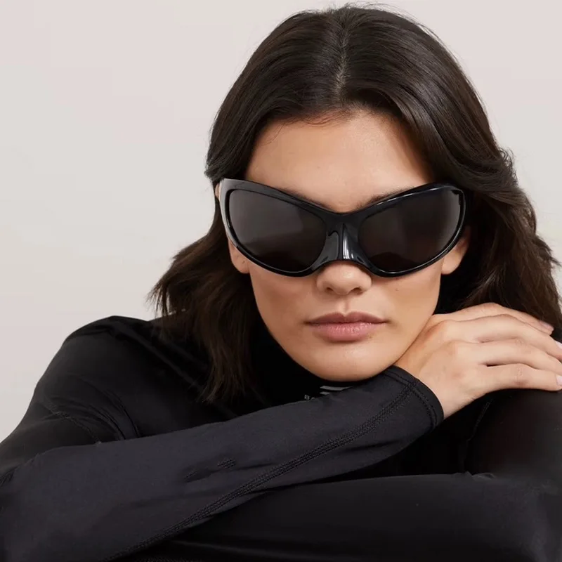 Y2K Fashion Brand Designer Luxury Oversized Cat Eye Sunglasses Women For Men 2024 Vintage Punk Sun Glasses Outdoor Sport Goggles