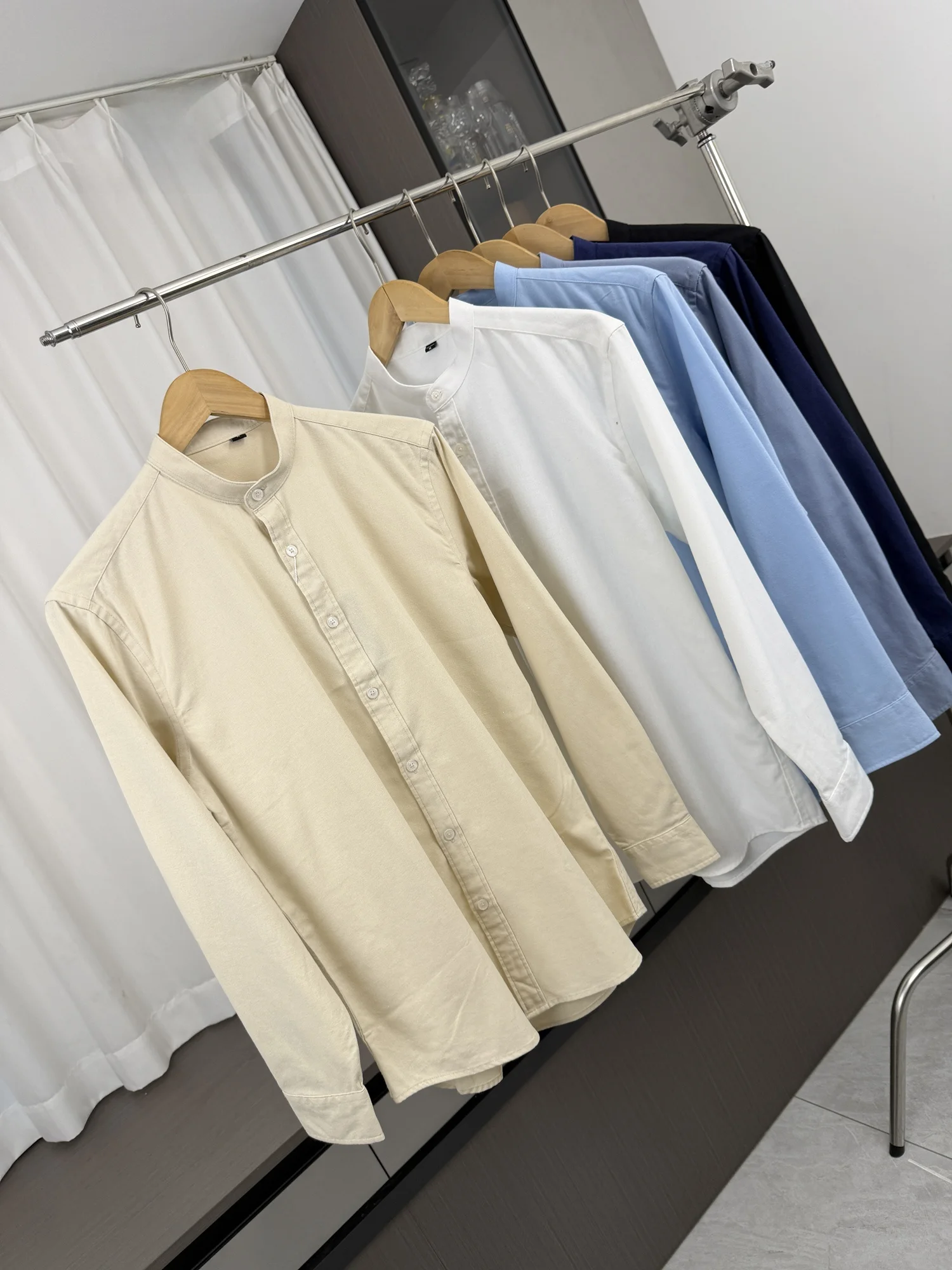 Men's Linen Casual Long Sleeve Shirt Comfortable Breathable Stand Collar Autumn Fashion Urban Style Polyester Regenerated Fiber