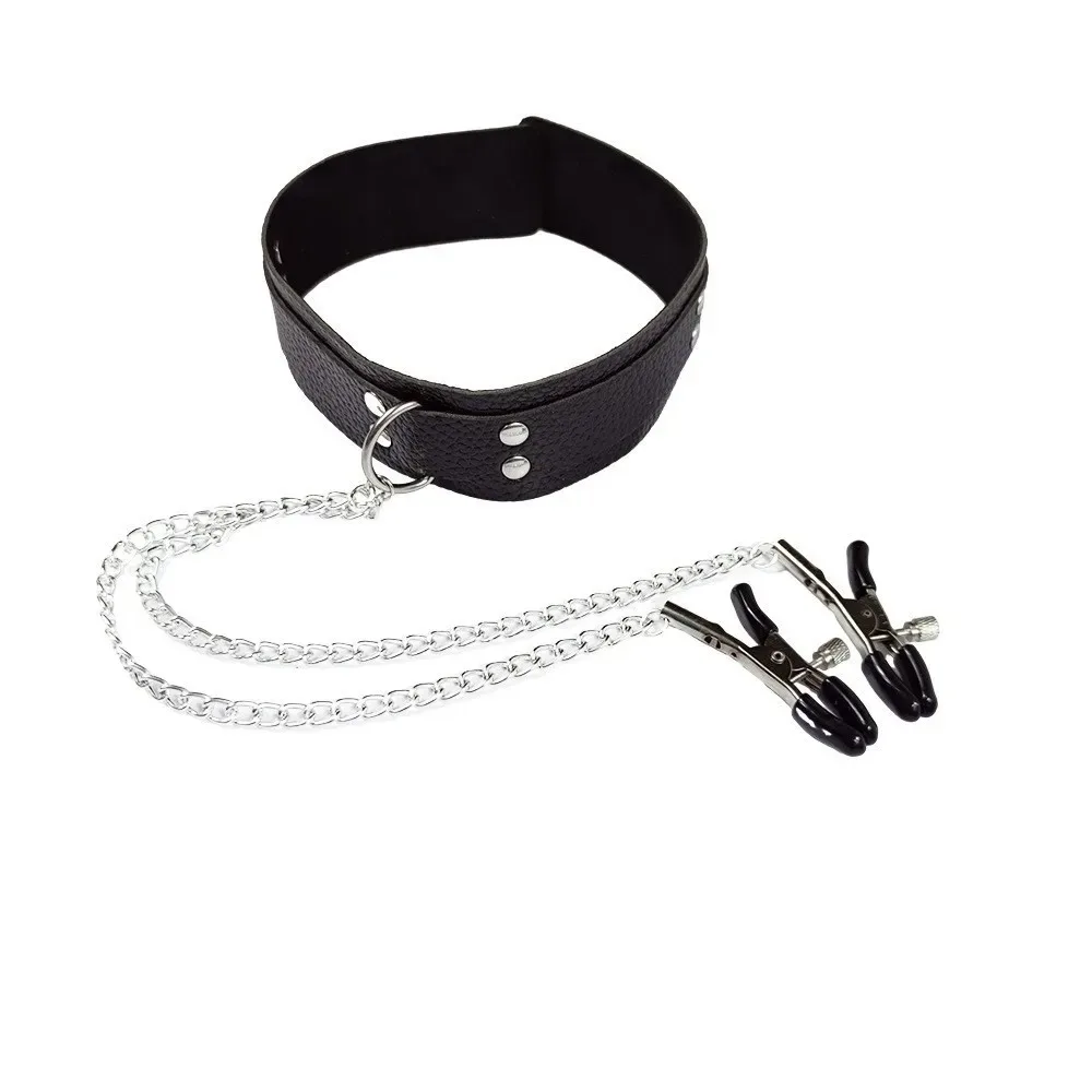 BDSM Bondage Accessory Punk Neck Choker Collar With Chain Nipple Clamp Breast Clip Adult Women Erotic Roleplay Toy 18+ view 3