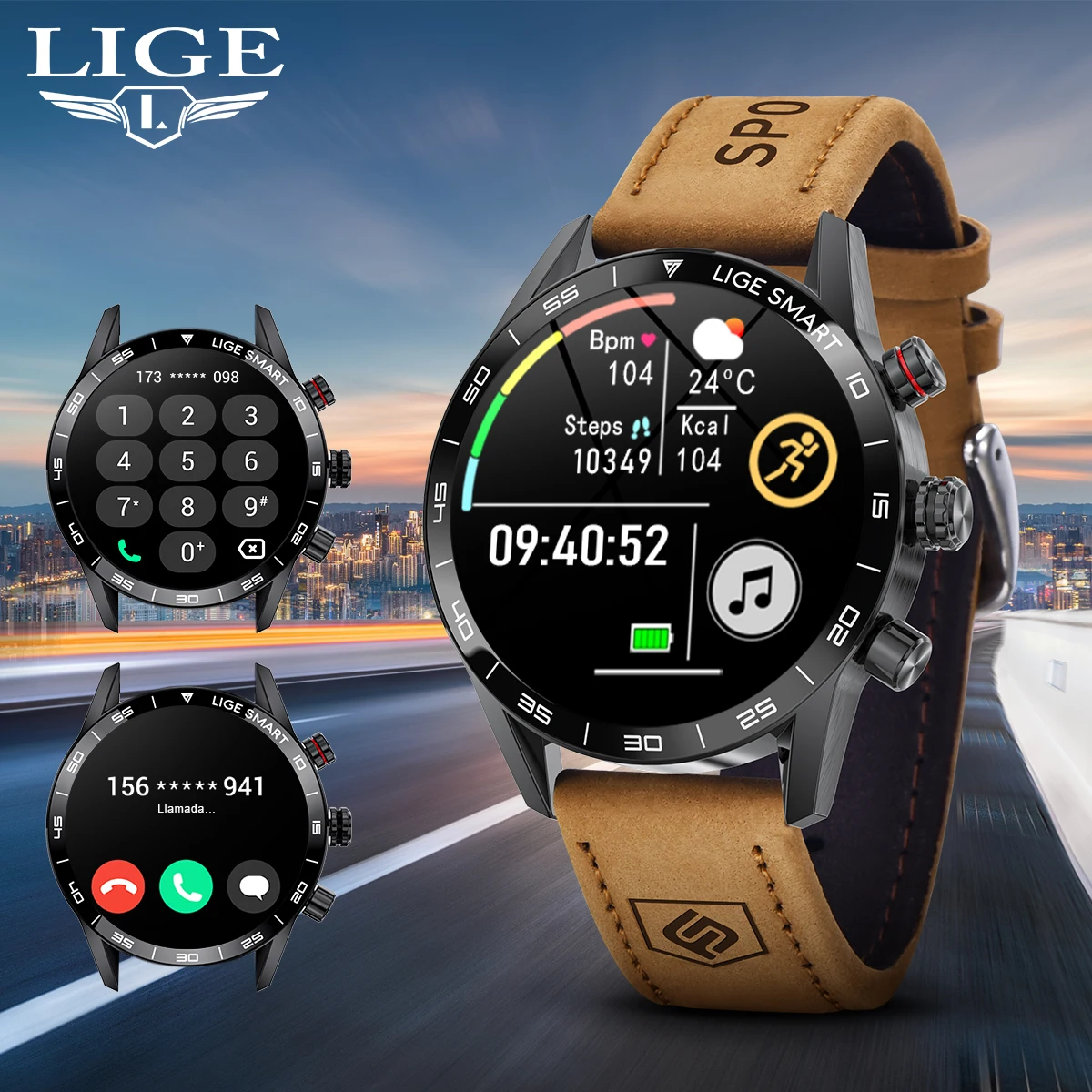 

Choice LIGE Smart Watch Bluetooth Call Full Circle Touch Screen Waterproof 100+ Sport modes Activity Fitness Smart watch for men