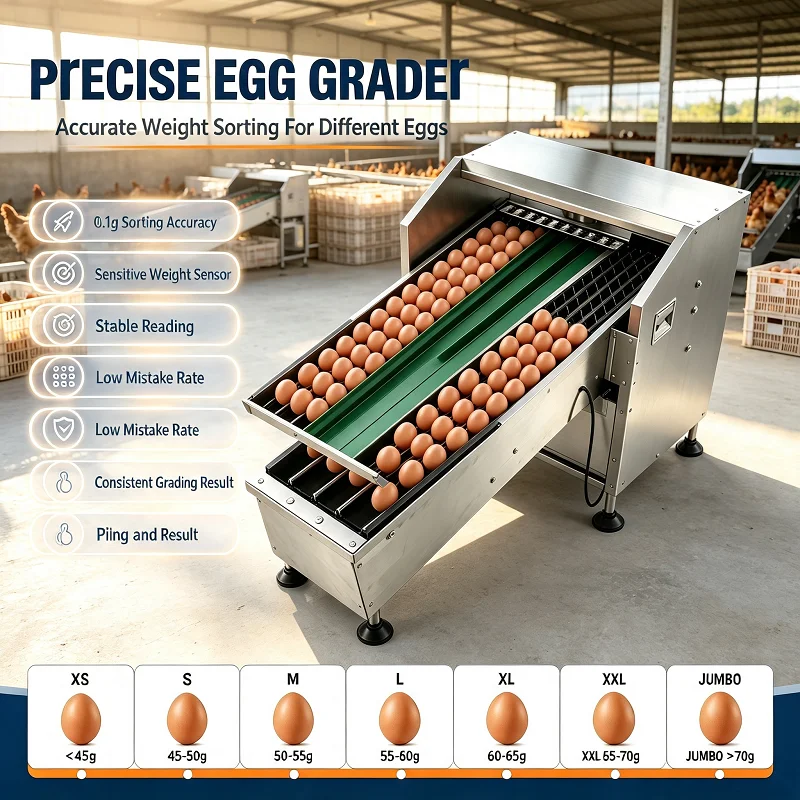 Stainless Steel Food Grade Egg Grader Sorter Machine 2000 Eggs/H Digital Scale Customized for Chicken Duck Small Poultry Farm