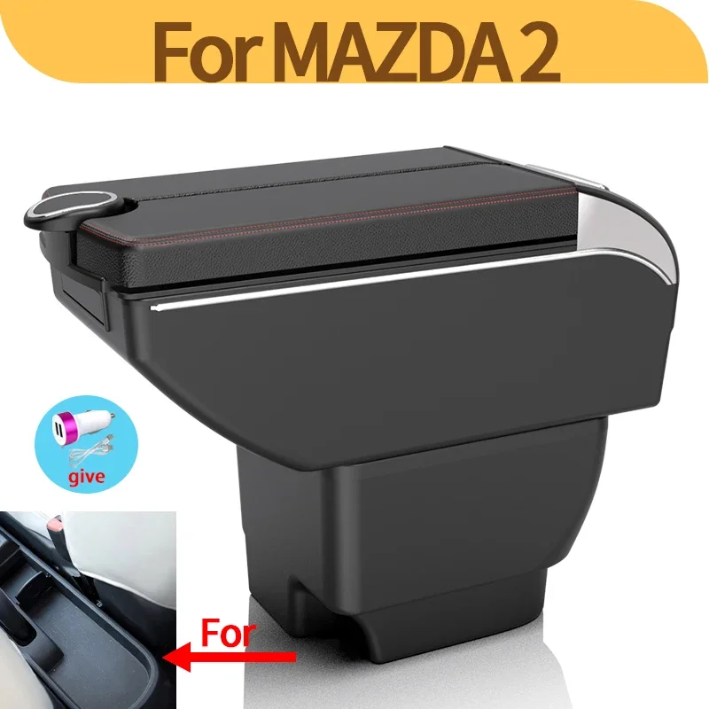 

Для Mazda 2, подлокотник, подходит для Mazda 2, подлокотник автомобиля Demio, детали интерьера автомобиля, модифицированный ящик для хранения, простой в установке USB