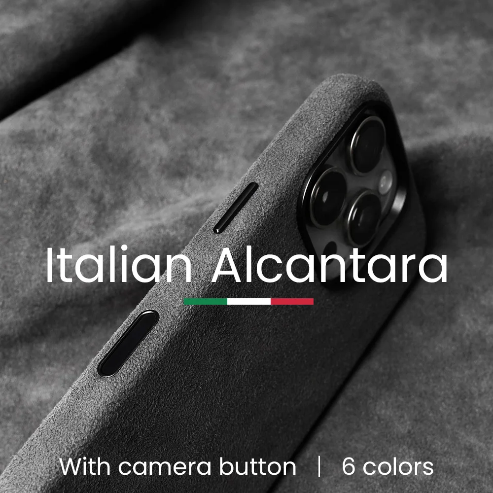 

ALCANTARA Case for iPhone 16 Pro Max Compatible MagSafe Luxury Artificial Leather Supercar Suede Phone Cases Cover