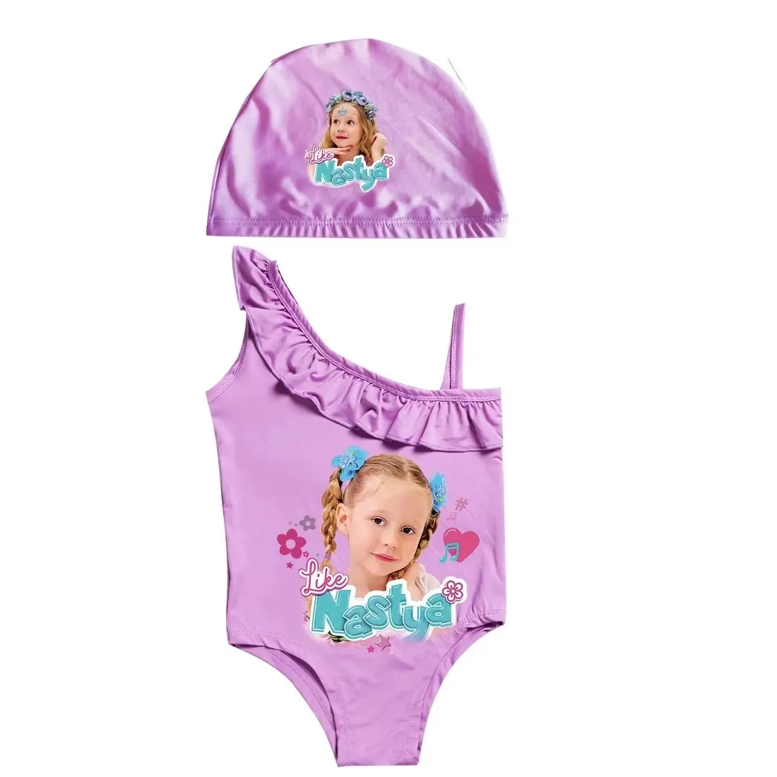 Cute Like Nastya Costume Baby Girls Cute Ruffle Swimsuit Kids One Piece Swimwear Children Sport Beach Wear Girl BathingSuits
