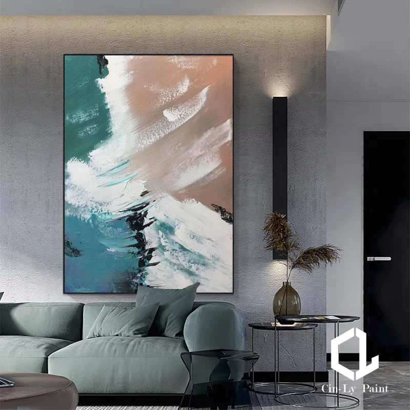 

Fashion Abstract Handmade Colorful Oil Painting Poster Mural Porch Living Room Decoration Restaurant Hotel Lobby Decor Chinese