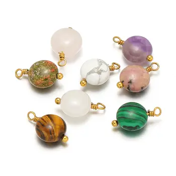 10個不鏽鋼天然石吊飾飾品,適用於DIY耳環製作、手鍊手工藝品等。 8 最佳銷售 寶石飾品 - №8