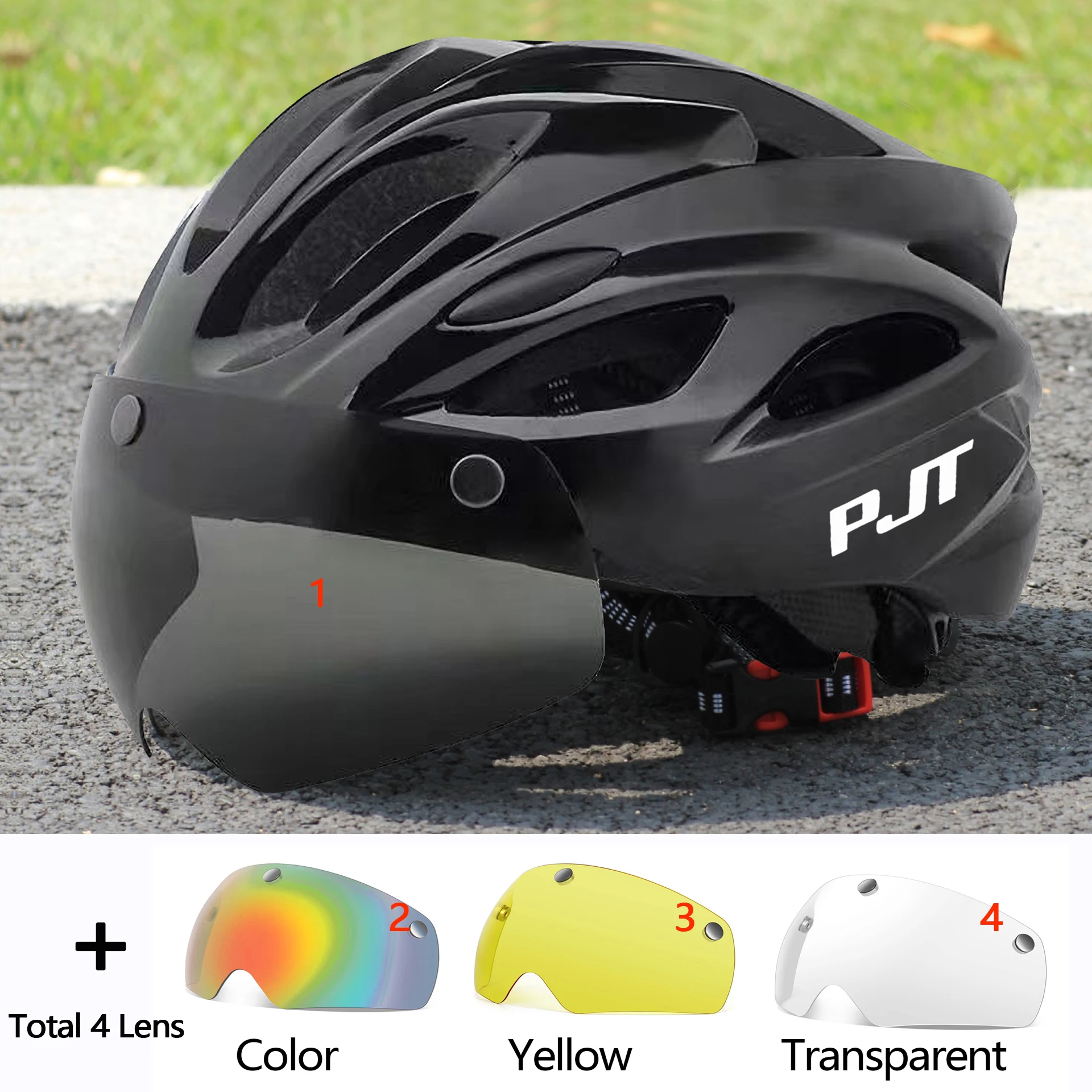 PJT Lightweight Breathable Bicycle Helmet With Magnetic Attraction Goggles Lens Bike Helmet Free Switching Adult Cycling Helmet image 3