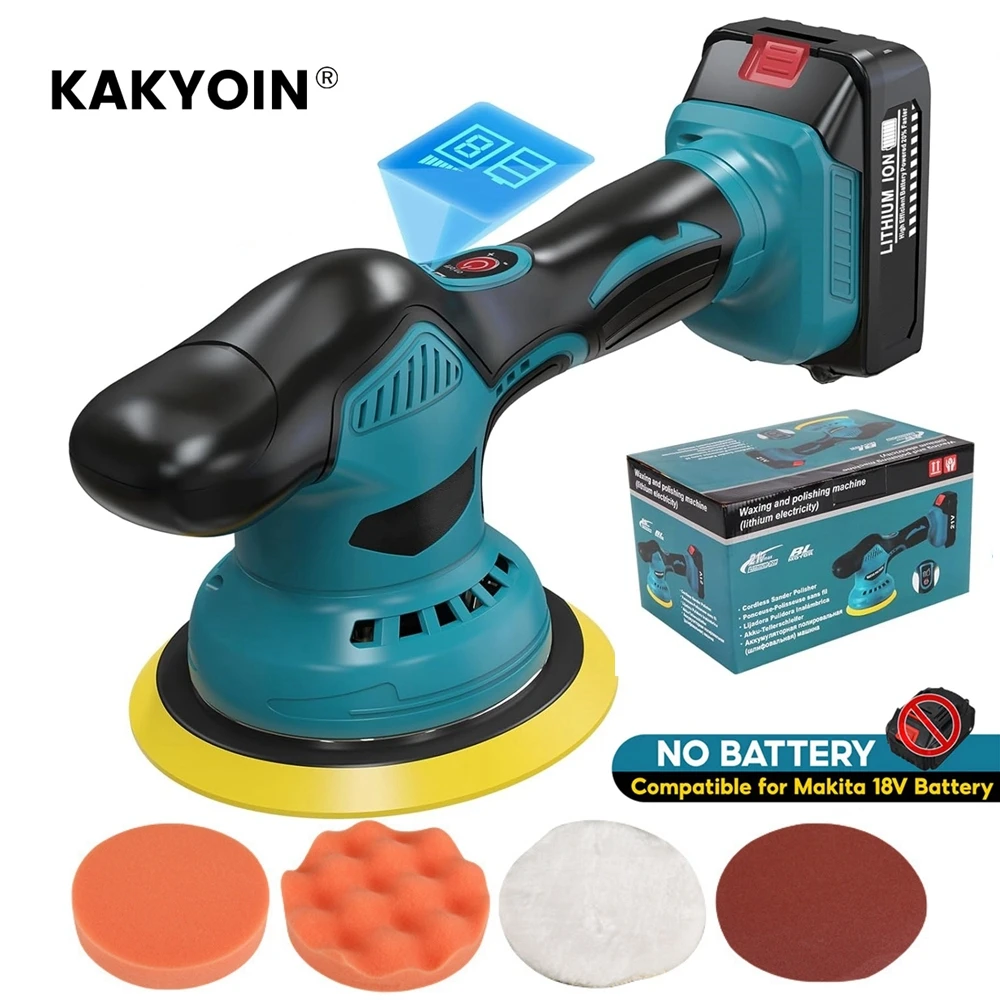 

21V 6 Inch Cordless Car Polisher Electric Polisher Auto Polishing Machine Metal Waxing Sanding Rust Removal For Makita Battery