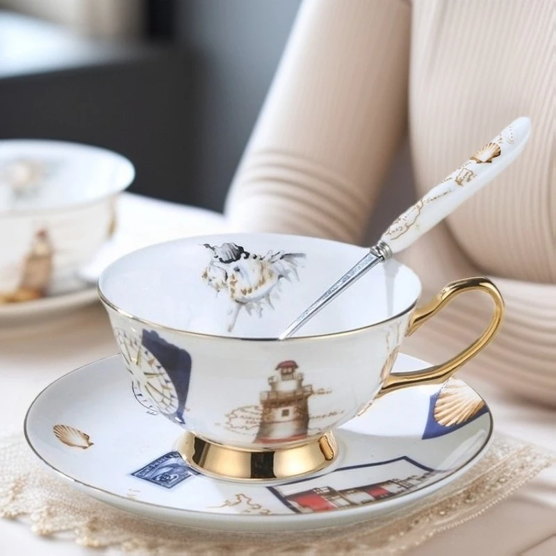 

Affordable Luxury Bone China Coffee Cup Set Ceramic Flower Tea Cups British Minimalist Cup Saucer Exudes Elegant Afternoon