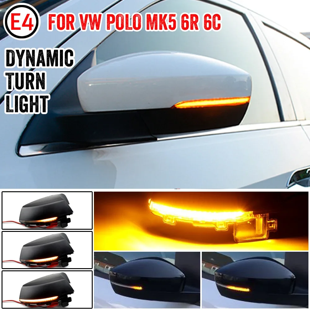 

LED Dynamic Turn Signal Light 2pcs Car Side Mirror Blinker Indicator Lamp For VW Volkswagen Polo MK5 6R 6C 2009-2017