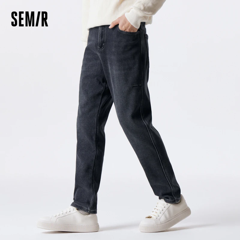 Semir Jeans uomo inverno classico moda retrò pantaloni semplici pantaloni dritti addensati alla moda