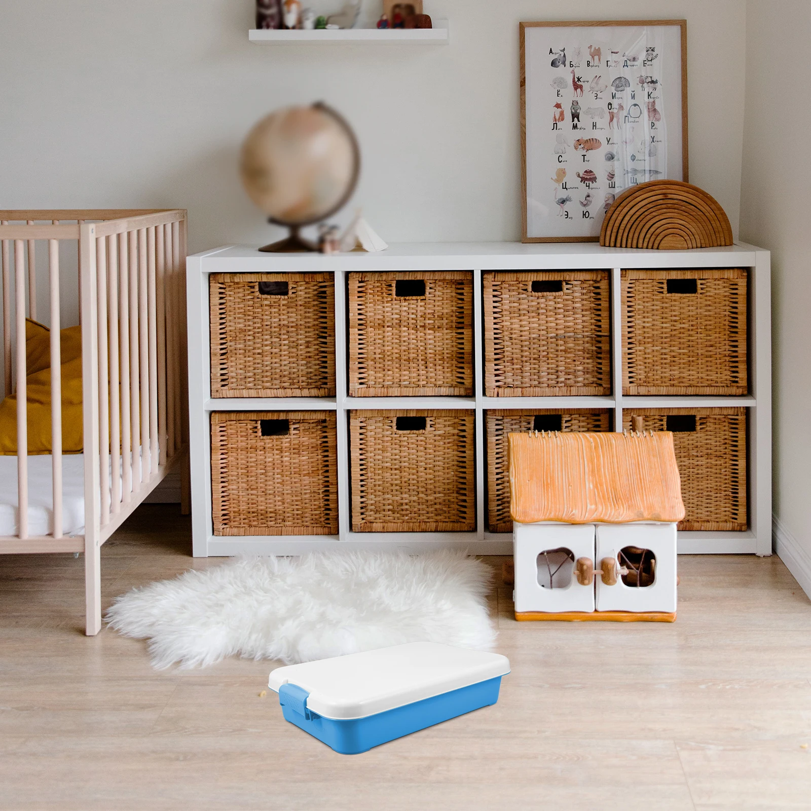 صينية رمل محمولة مع غطاء صندوق رمل بلاستيكي صغير للأطفال في الفناء الخلفي على الشاطئ، حل تخزين عالي التحمل للاستخدام الداخلي في الهواء الطلق #4