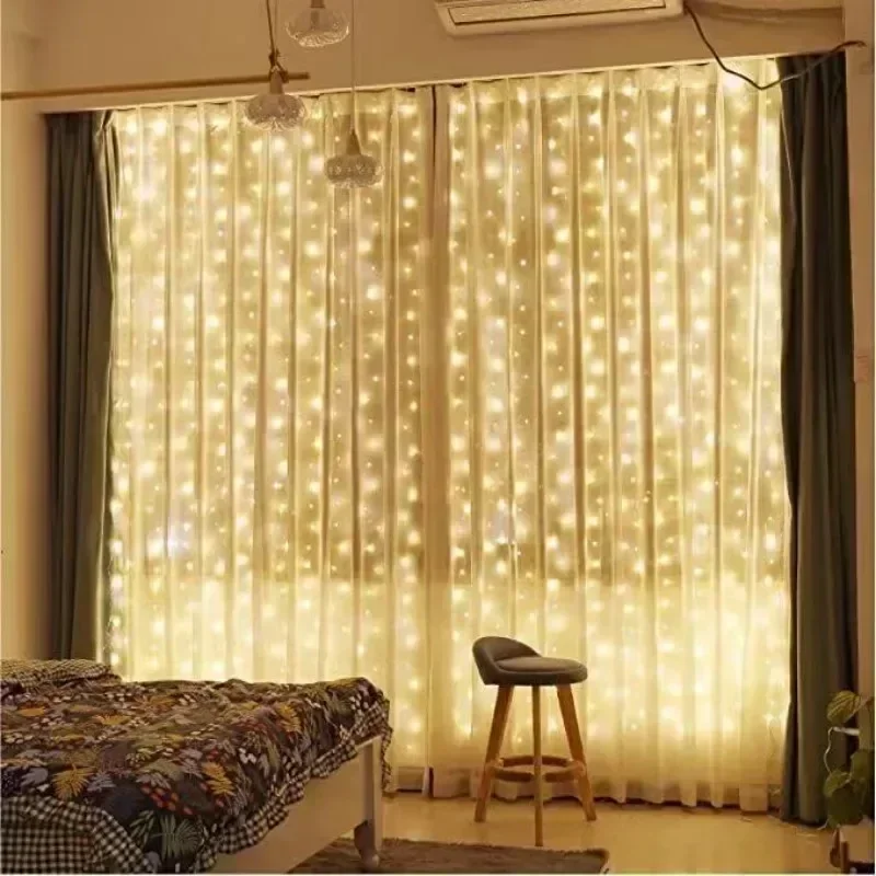 LED Fee String Vorhang Lichter 6 m/3 m Neue Jahr Lampe Weihnachten Lichter 8 Modus Fernbedienung USB girlande Weihnachten Dekor Für Home Urlaub – Detail 2
