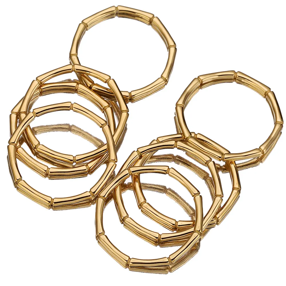 

5pcs Stainless Steel Trendy Gold Bamboo Circular Ring Settings Thin Ring for Jewelry Materials Making Women's Ring Accessory