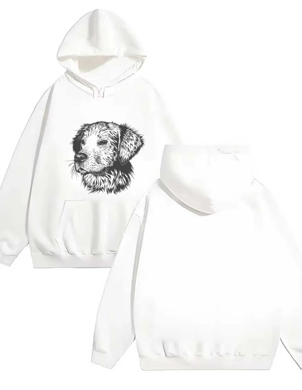 2025 New Trend Brand Y2k 330G heavy-duty hooded sweatshirt Sketch dog print for men and women Halloween