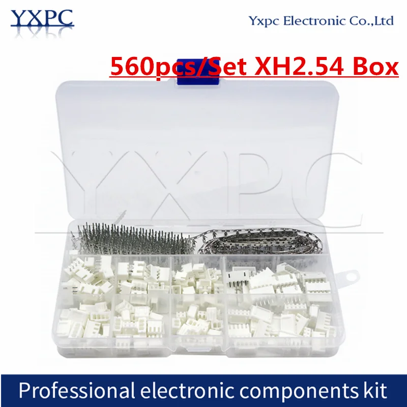 560pcs XH2.54 2p 3p 4p 5 pin 2.54mm Pitch Terminal Kit / Housing / Pin Header JST Connector Wire Connectors Adaptorb DIY Box