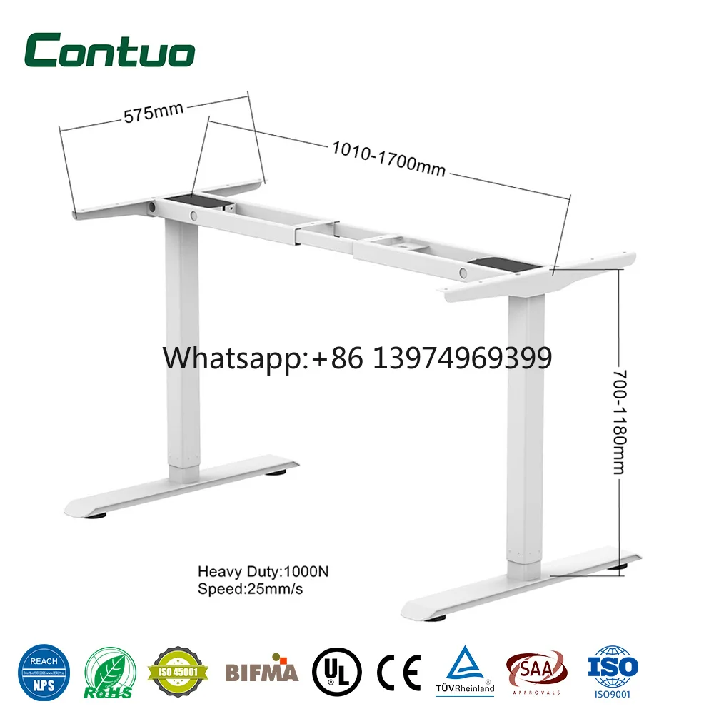Smart Modern Computer Stand up Office White Workstation Height Adjustable Dual Motor Electric Sit Standing Desk Frame