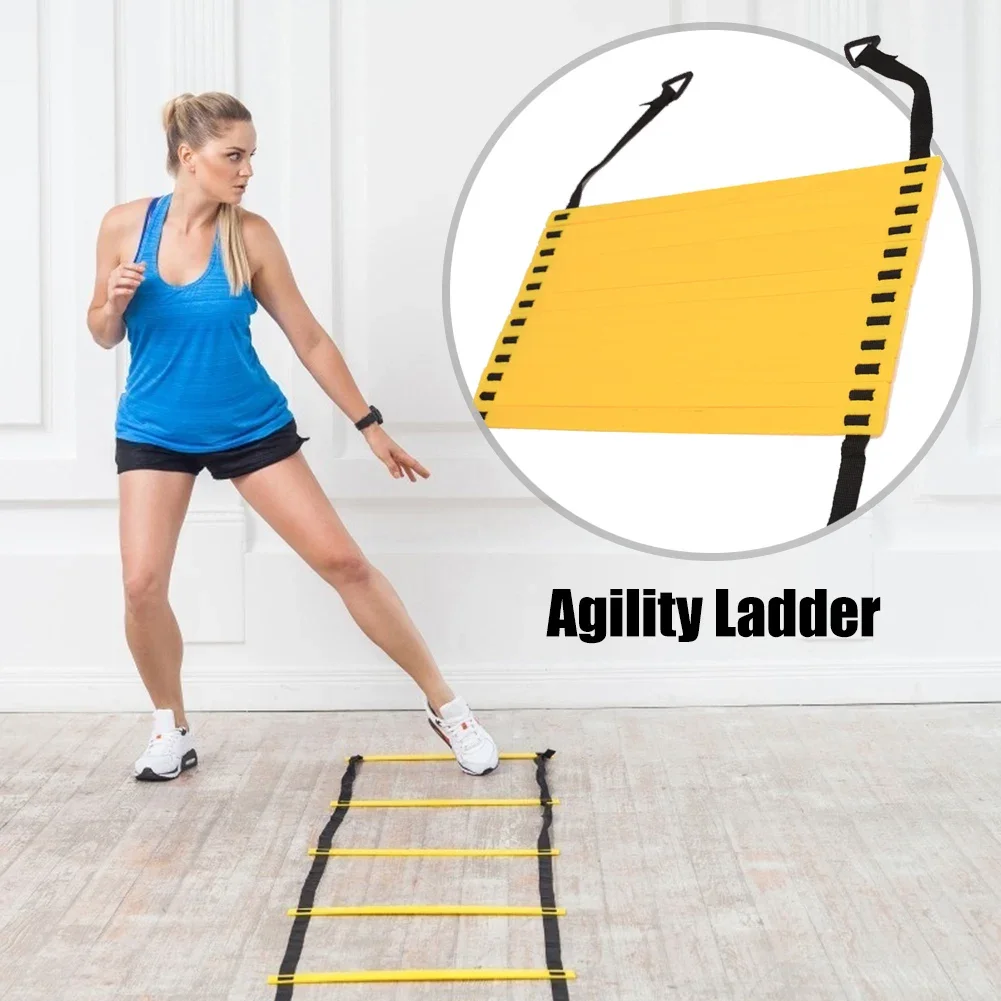 Adjustable Footwork Soccer Football Fitness Speed Rungs Agility Ladder Training Equipment Kit with Resistance Parachute Disc