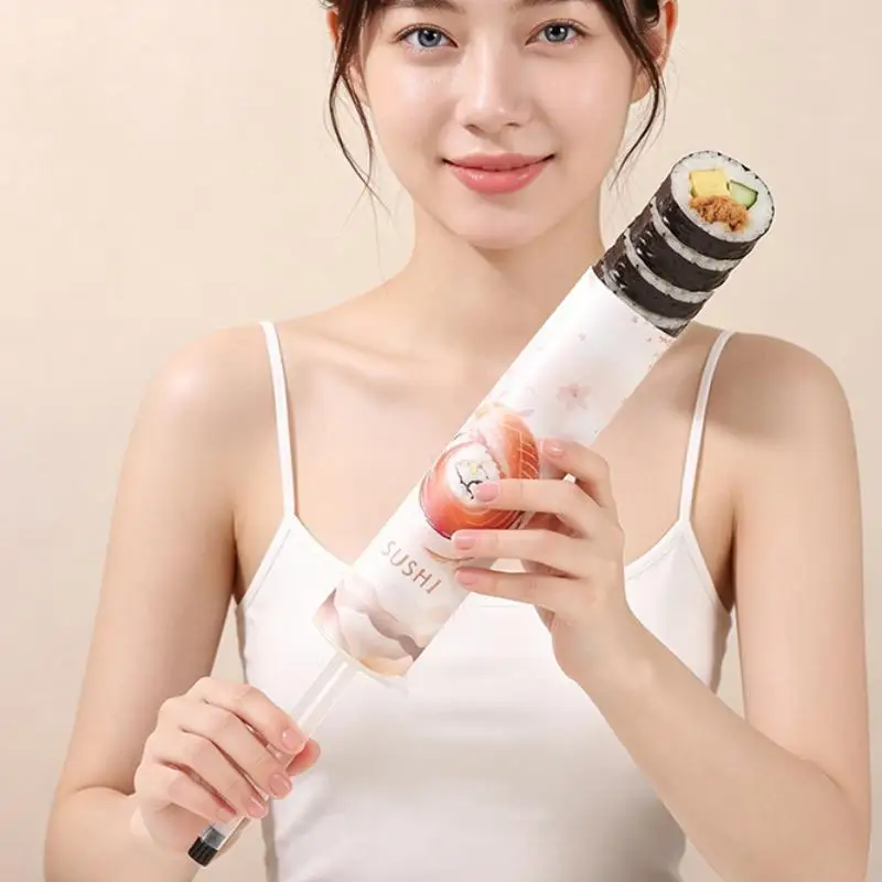 Push Up Sushi Cone Mold Portable Round Making Kit with Sauce Straw for Travel Picnic Outdoor Use
