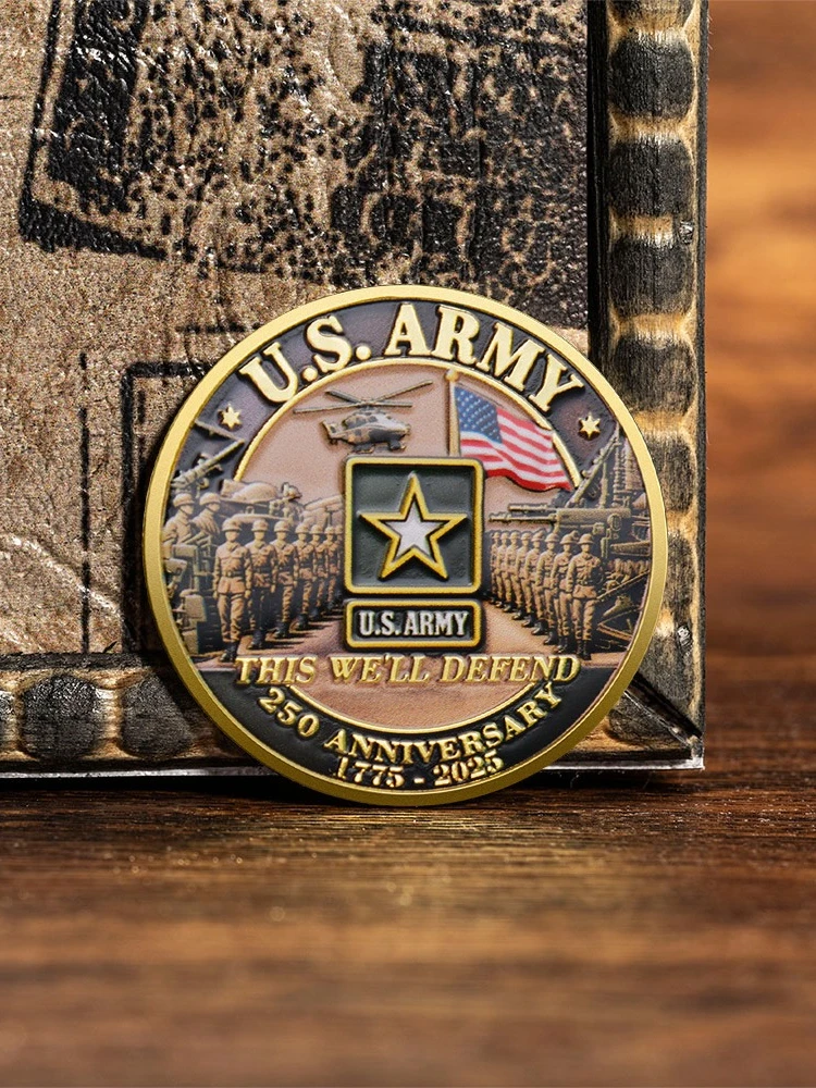 Pièce de souvenir de l'armée américaine plaquée or 1775-2025 250e anniversaire, cette pièce de collection bien défend