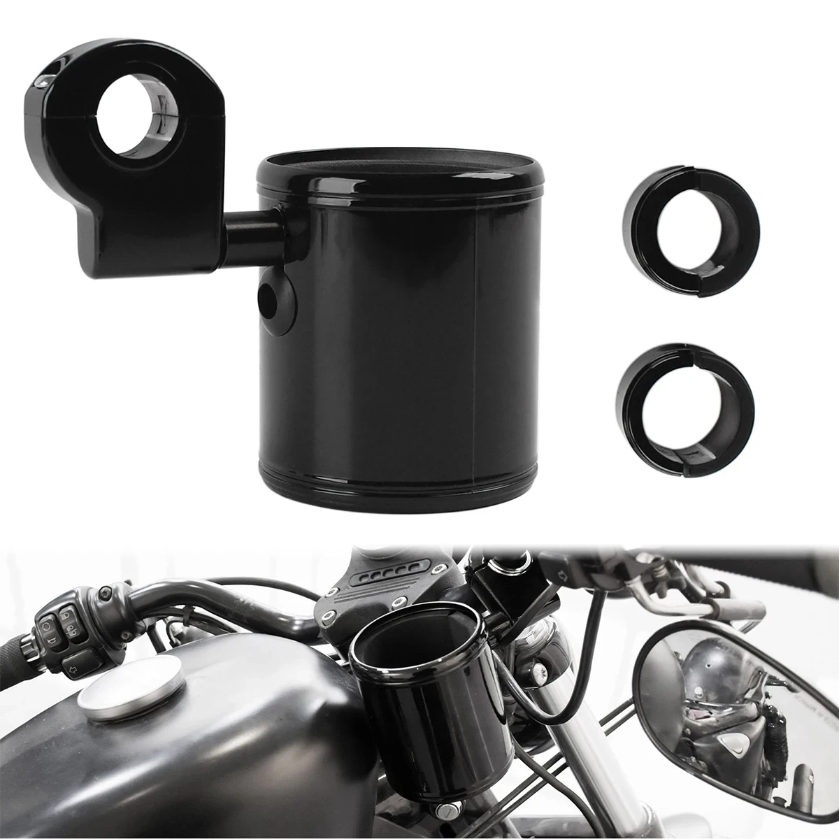 

Motorcycle 7/8" to 1 1/4" Universal Cup Holder Handlebar Drink Bottle Holder For Harley ATV Honda Yamaha Kawasaki ABS Plastic