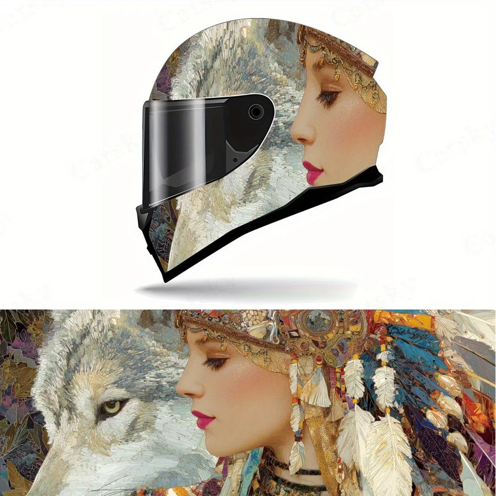 

Charming Tribal Art Motorcycle Helmet Decal, Waterproof Self-adhesive Helmet Vinyl Wraps Sticker, Cool DIY Graffiti Film, Gift f