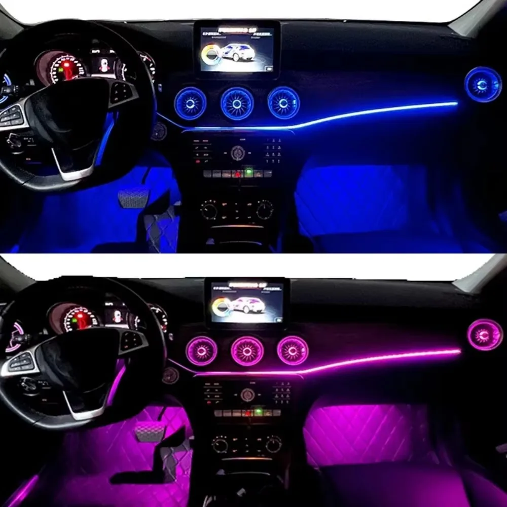 For Mercedes A/CLA/GLA Models W176 W117 W246 X156 2013-2018 EQS Style Front Air Vents with 12-Color LED Ambient Light