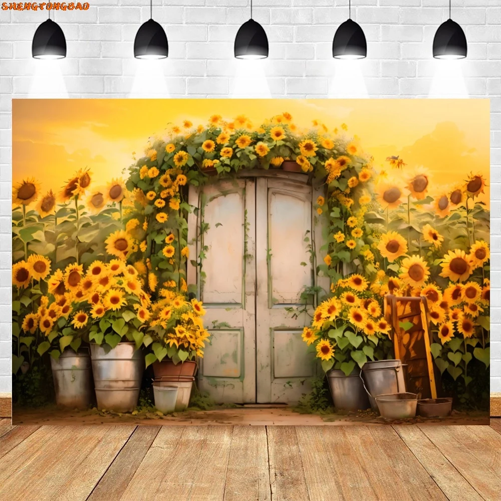 Harvested ฤดูใบไม้ร่วงฉากหลังสําหรับถ่ายภาพภายใน Golden Fall ฟักทองดอกไม้ Baby Shower ผู้ใหญ่เด็กภาพพื้นหลัง