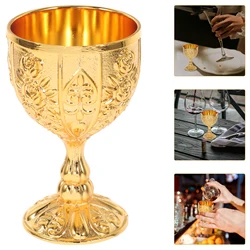 Vintage Chalice Goblet Gothic Communion Cup Drink Cup Gold Plated Brass Chalice Renaissance Medieval Royal Goblet metal wine cup