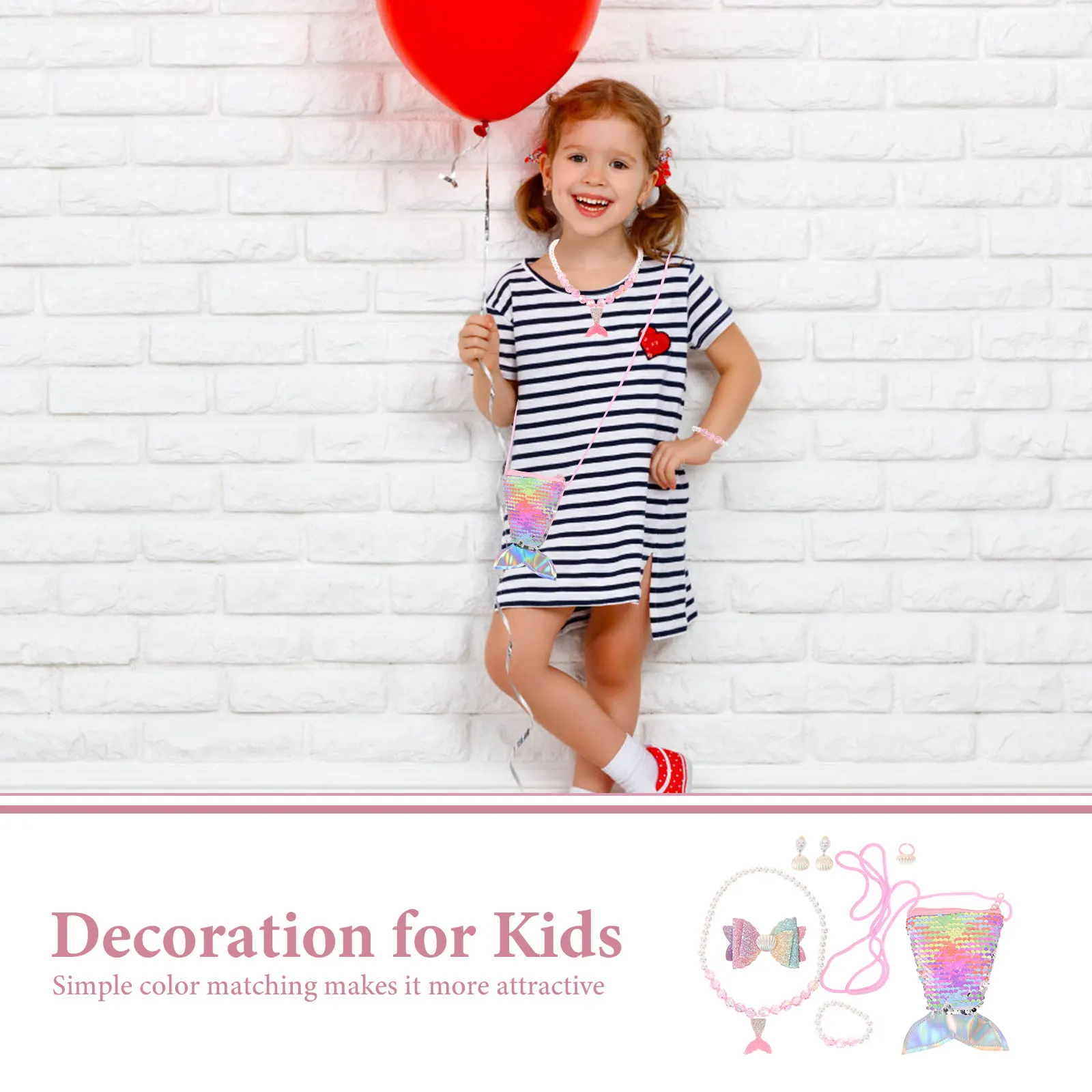 

Children's Necklace Bracelet Set Kids Decoration For Supplies Decorative Beautiful Fishtail