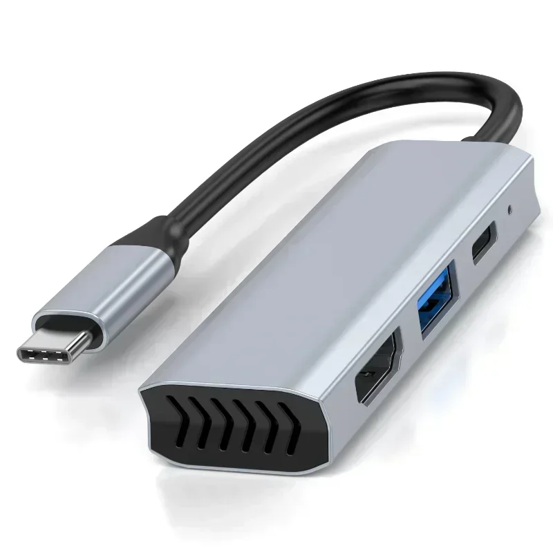 محول USB HUB 4K HD TYPE-C إلى HD 3 في 1 USB-C إلى HD hub 4K توسيع الكمبيوتر المحمول لـ MaBook Pro Ar M2 M1 مع usb3.0 PD