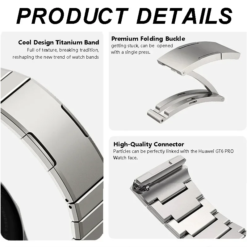 No Gaps Titanium Strap for Huawei Watch GT 6 Pro Luxury Metal Band for Huawei Watch GT6 Pro Quick Release Band image 3