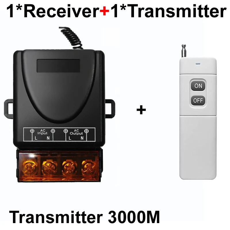 RF Wireless Remote Control Switch 433Mhz AC 110V 220V Relay Motor Water Pump Door Switch Car Power 3000M Transmitter