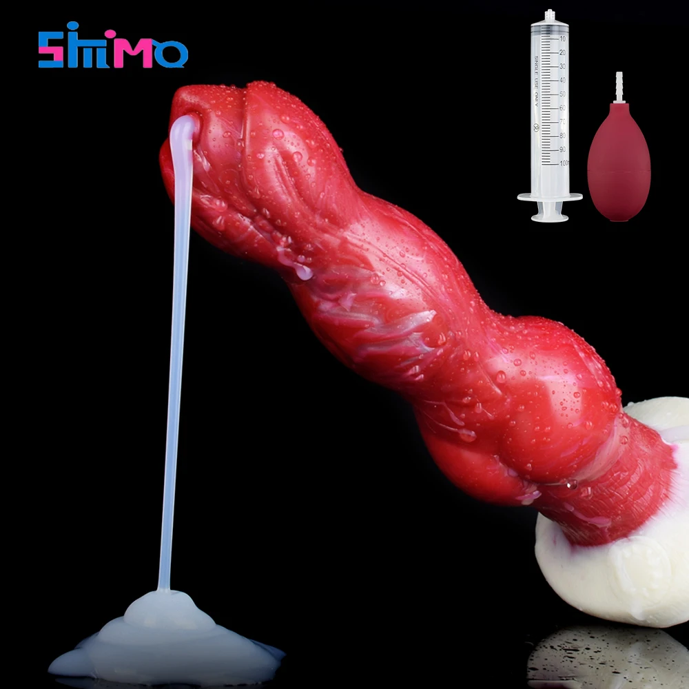 SMMQ Fantasy Ejaculation Dildo With Big Dog Knot Female Anal Massager G Spot Stimulation Spray Liquid Penis Sex Toys For Lesbian