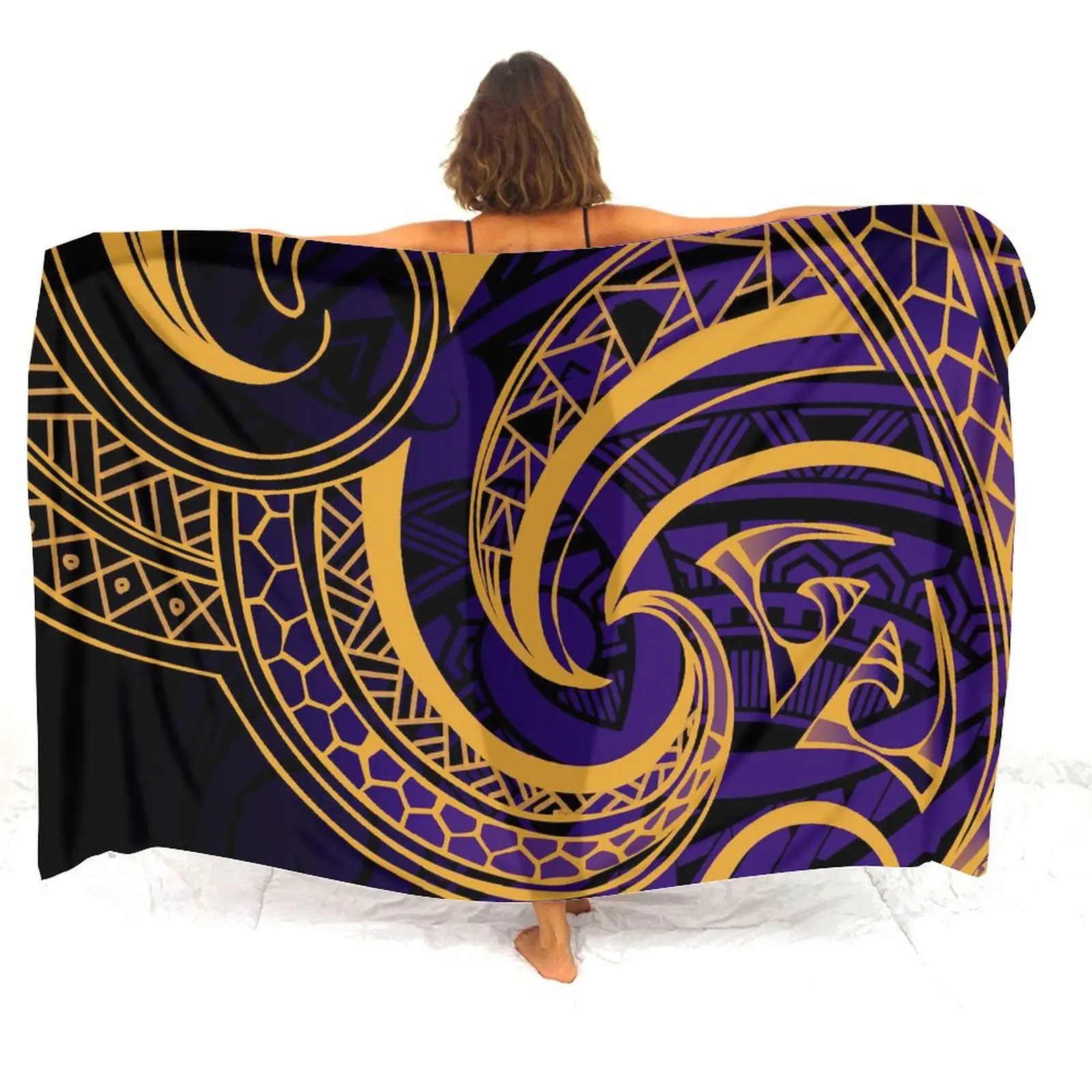 Hawaiian Tropical Elegant Sarong Shawl Custom Polynesian Floral Print Tribal Ethnic Pattern 3d Printed Seaside Sun Shawl Apron