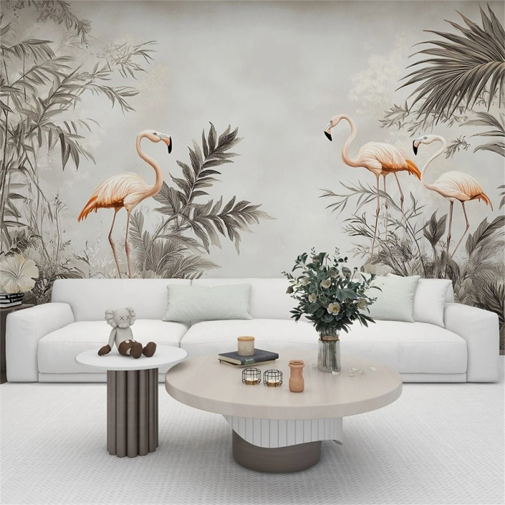 custom European pastoral flamingos Photo Wallpaper Soft Bedding Room Sofa TV Backdrop Mural Wall Paper for Walls Stickers
