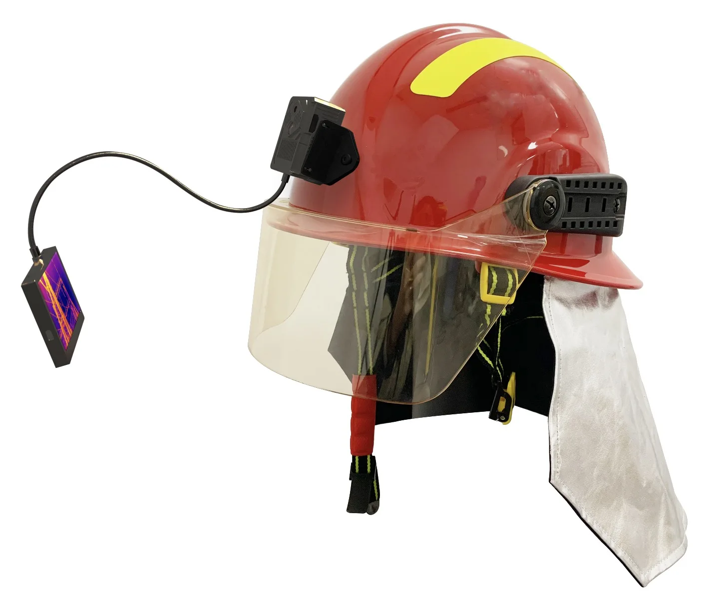 Intelligent Security AI Helmet With Thermal Camera 320*240 Resolution CMOS Sensor Box Style 1-Year Warranty For Firemen