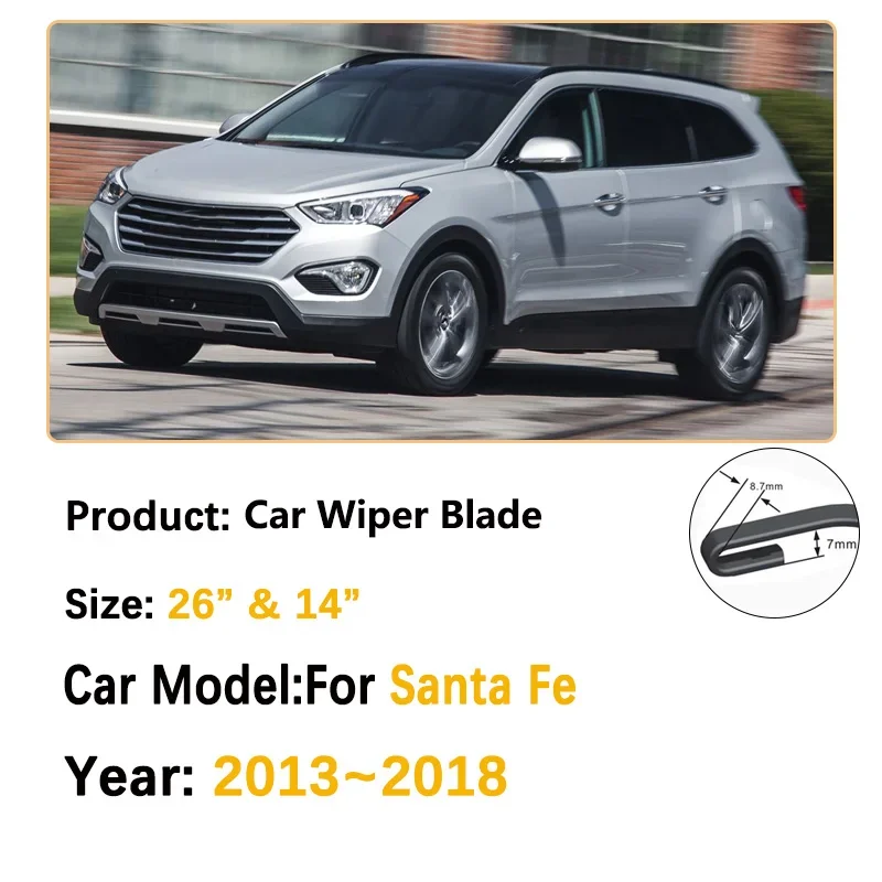 

Car Accessories for Hyundai Santa Fe DM DN 2013~2018 2017 2016 Front Windshield Wiper Blades, Car Windshield Accessories