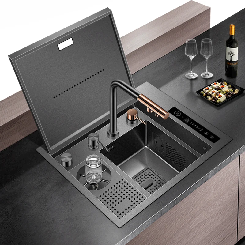 ASRAS Kitchen Sink Nano Kitchen Stainless Steel Single Sink Household Food Purification Sink