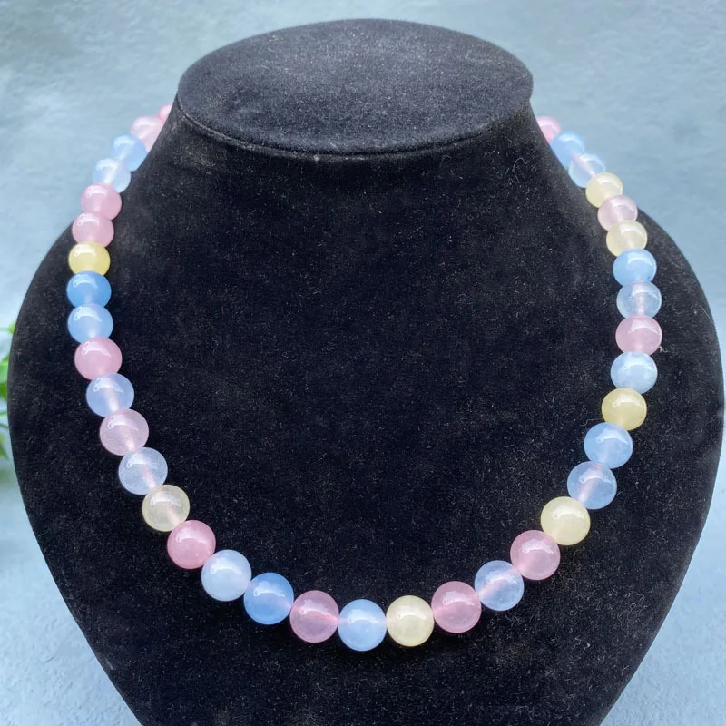 Morgan Stone Bracelet Necklace Colorful Round Beads Quartzite Jade Pagoda Chain Mother's Chain Women's Small Fresh