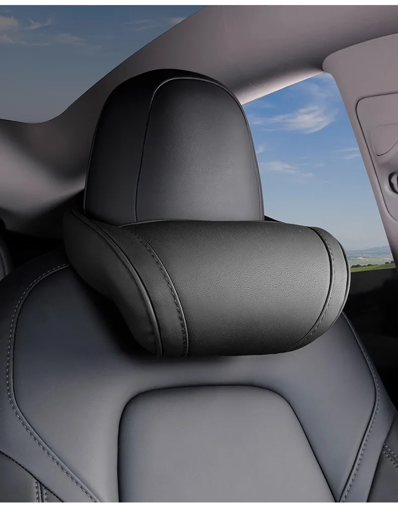 Nackenkissen für Tesla Model 3/Y/X/S aus PU-Leder mit Memory-Schaum, Reise-Nackenstütze, 2025 Auto-Zubehör – Detail 13