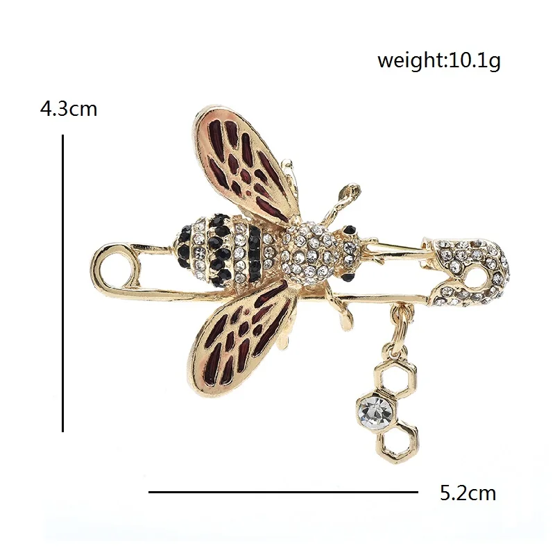 Wuli&baby Lovely Bee Brooch Pins For Women Men Rhinestone Bee And Honeycomb Beautiful Brooches Gifts