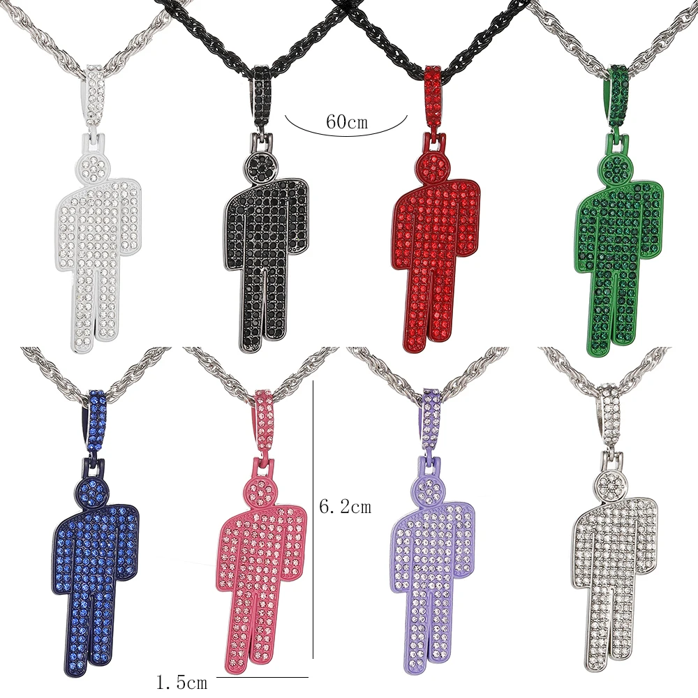 Cartoon-Mode Luxus Persönlichkeit Zirkon-Anhänger Halskette Punk Street Lange Gedrehte Kettenglieder Hip-Hop-Accessoire Geschenk – Detail 3