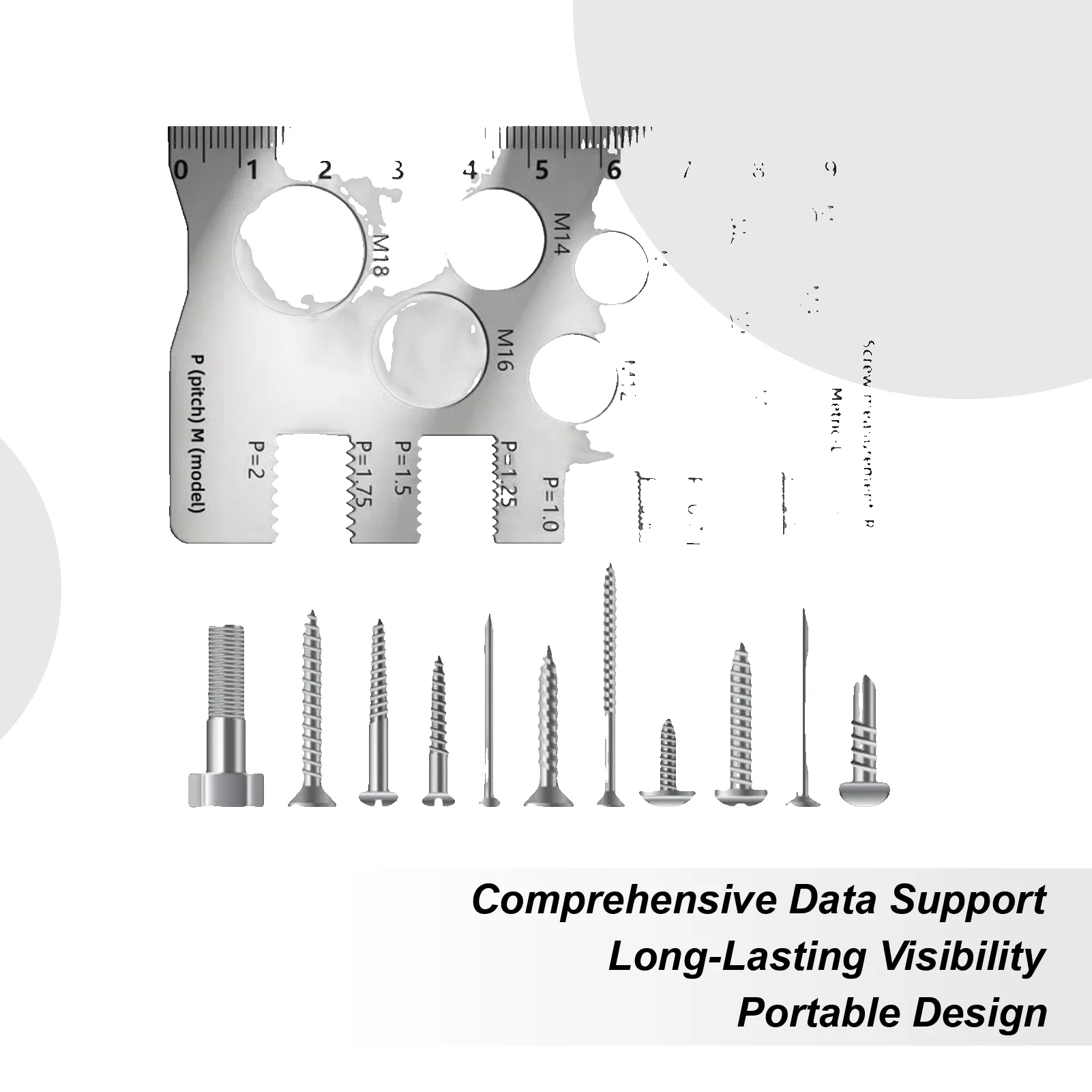 

Инструмент для проверки размера резьбы, измерительный инструмент для винта, инструмент для определения размера винта из нержавеющей стали для деревообработки, электриков, плотников, инженеров