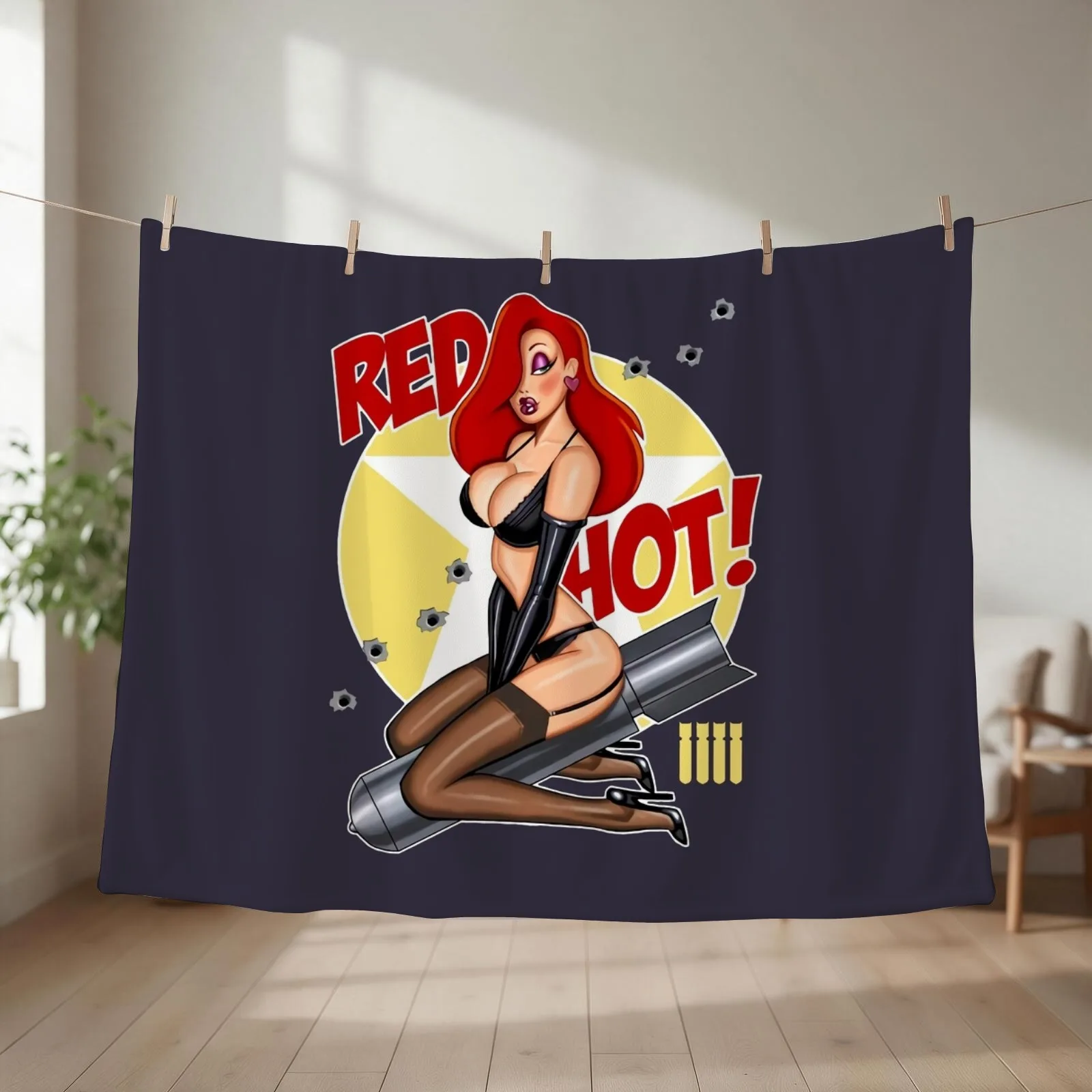 Red Hot Nose Art Jessica Rabbit 17 T Best Women 90s Retro Unique Best Hot Idea Throw Blanket